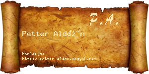 Petter Aldán névjegykártya